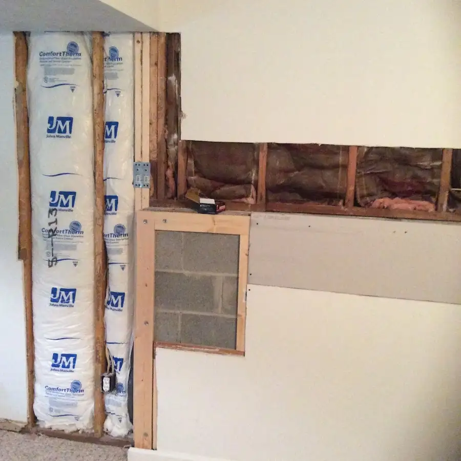 Wall insulation replacement during Basement Flood Cleanup in Waterford